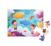 puzzleYOU : Puzzle de 48 pièces « Avions en Papier et Nuages colorés »