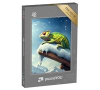 puzzleYOU : Puzzle de 48 pièces « Caméléon dans Les aurores boréales »
