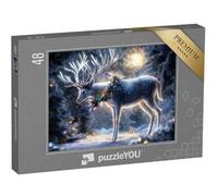 puzzleYOU : Puzzle de 48 pièces « Cerf de Noël dans la forêt hivernale »