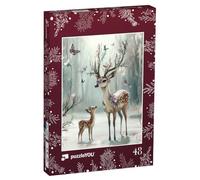 puzzleYOU : Puzzle de 48 pièces « Cerf Magique dans la forêt hivernale »