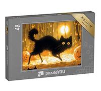 puzzleYOU : Puzzle de 48 pièces « Chat dans la Nuit d'halloween »