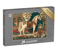 puzzleYOU : Puzzle de 48 pièces « Cheval à décor Oriental dans la roseraie »