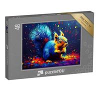 puzzleYOU : Puzzle de 48 pièces « Écureuil irisé sur Le carrousel de Couleurs »