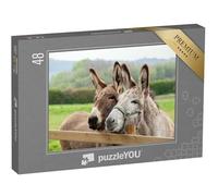 puzzleYOU : Puzzle de 48 pièces « Famille d'ânes en Plein air dans la Prairie »