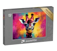 puzzleYOU : Puzzle de 48 pièces « Girafe en flamboiement de Couleurs à l’Horizon »