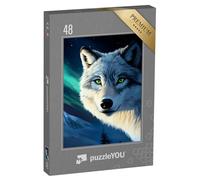 puzzleYOU : Puzzle de 48 pièces « Le Loup Arctique Brille dans l’obscurité »
