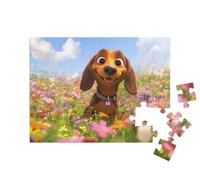 puzzleYOU : Puzzle de 48 pièces « Le Teckel Waldi se réjouit à Travers Les Champs de Fleurs »
