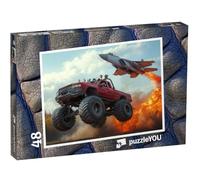 puzzleYOU : Puzzle de 48 pièces « Monster Truck Contre Les Avions à réaction »