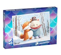 puzzleYOU : Puzzle de 48 pièces « Patin à Glace avec Renard et Ours »