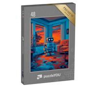 puzzleYOU : Puzzle de 48 pièces « Petit Robot Domestique aux Couleurs néon »