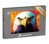 puzzleYOU : Puzzle de 48 pièces « Pygargue à Queue Blanche en Couleur Pop Art éclaboussure »