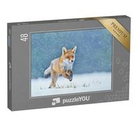 puzzleYOU : Puzzle de 48 pièces « Renard Roux chassant sur Une Prairie de Neige »