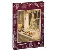 puzzleYOU : Puzzle de 48 pièces « Tout s'illumine ! Brioches à la Cannelle et vin la Veille de Noël »