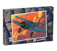 puzzleYOU : Puzzle de 48 pièces « Un Avion motorisé au-Dessus des Nuages »