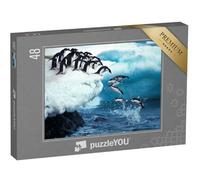 puzzleYOU : Puzzle de 48 pièces « Un Manchot Adélie Saute dans la mer, Antarctique »