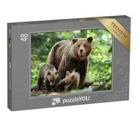 puzzleYOU : Puzzle de 48 pièces « Un Ours Brun Sauvage en Gros Plan »