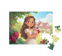 puzzleYOU : Puzzle de 48 pièces « Une Princesse avec Son Mignon Lapin dans Le verger »