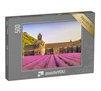 puzzleYOU : Puzzle de 500 pièces « Abbaye de Sénanque et rangées de Fleurs de Lavande en Fleurs. Gordes, Luberon, Vaucluse, Provence »