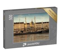 puzzleYOU : Puzzle de 500 pièces « Bateau amarré dans Le Port de Nantes avec la Ville en arrière-Plan. Quai de la Fosse »