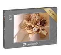 puzzleYOU : Puzzle de 500 pièces « Bouquet de Fleurs séchées Beiges dans Un Vase Rose »