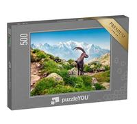 puzzleYOU : Puzzle de 500 pièces « Bouquetin des Alpes sur Fond de Mont-Blanc »