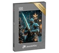 puzzleYOU : Puzzle de 500 pièces « Chevalier à l’épée dans Une Ville d’Hiver »