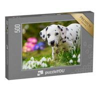 puzzleYOU : Puzzle de 500 pièces « Chiot Dalmatien avec Fleurs printanières »