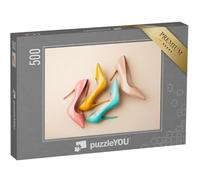 puzzleYOU : Puzzle de 500 pièces « Cinq Escarpins de Femmes de Couleur Claire sur Fond coloré »