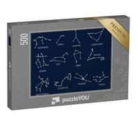 puzzleYOU : Puzzle de 500 pièces « Constellations, Douze Signes du Zodiaque, Fond Bleu »