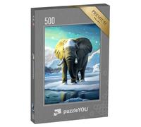 puzzleYOU : Puzzle de 500 pièces « Éléphant dans Les aurores boréales »