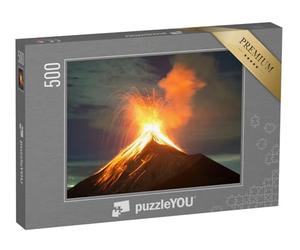 puzzleYOU : Puzzle de 500 pièces « Eruption volcanique de Nuit, Volcan Fuego à Antigua, Guatemala »