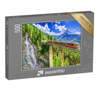 puzzleYOU : Puzzle de 500 pièces « Gornergrat avec Chute d'eau, Pont et Cervin, Zermatt, Valais, Suisse »
