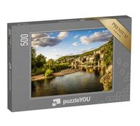 puzzleYOU : Puzzle de 500 pièces « La rivière Ardèche et Le Vieux Village de Vogüé au Coucher du Soleil »