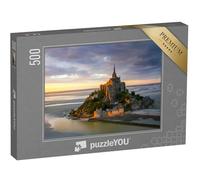 puzzleYOU : Puzzle de 500 pièces « Le Mont Saint-Michel au Coucher du Soleil, Normandie, Nord de la France »