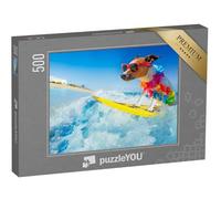 puzzleYOU : Puzzle de 500 pièces « Le Roi des surfeurs : Le Chien Jack Russell Surfe la Vague Parfaite »