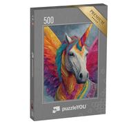 puzzleYOU : Puzzle de 500 pièces « Licorne Magique avec Motif coloré »