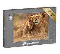 puzzleYOU : Puzzle de 500 pièces « Lionne et lionceau dans Le Parc National Kruger, Afrique du Sud »