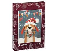 puzzleYOU : Puzzle de 500 pièces « Mignon Chien en Tenue d'hiver »