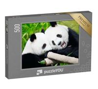 puzzleYOU : Puzzle de 500 pièces « Pandas géants consommant des pousses de Bambou »