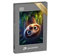 puzzleYOU : Puzzle de 500 pièces « Paresseux avec Un Regard Curieux Depuis la cime des Arbres »