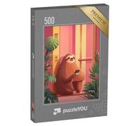 puzzleYOU : Puzzle de 500 pièces « Paresseux sur téléphone Portable »