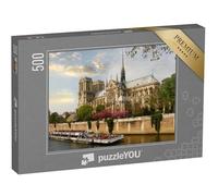 puzzleYOU : Puzzle de 500 pièces « Paris, Notre-Dame avec Bateau sur la Seine, France »