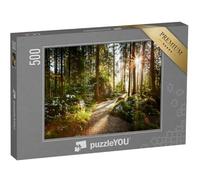 puzzleYOU : Puzzle de 500 pièces « Paysage et Chemin à Travers la forêt au Soleil du Matin »