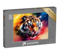 puzzleYOU : Puzzle de 500 pièces « Pop Art Tiger : Fort et Lumineux »