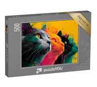 puzzleYOU : Puzzle de 500 pièces « Quatre Chats dans Le Style Pop Art »