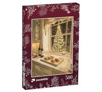 puzzleYOU : Puzzle de 500 pièces « Tout s'illumine ! Brioches à la Cannelle et vin la Veille de Noël »