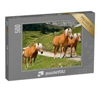 puzzleYOU : Puzzle de 500 pièces « Trois Chevaux Haflinger sur Un alpage dans Le Tyrol du Sud, Italie »