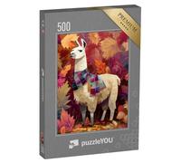 puzzleYOU : Puzzle de 500 pièces « Un alpaga avec Une écharpe en Automne »