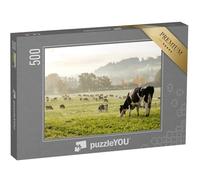 puzzleYOU : Puzzle de 500 pièces « Vaches Holstein par Un Matin d'automne en Suisse »