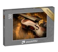 puzzleYOU : Puzzle de 500 pièces « Violon : Style Vintage sur Fond de Bois »